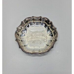 Chippendale Happy Anniversary Silver Plated Candy Dish Engraved